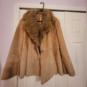 Guess Suede Leather and Fur Coat